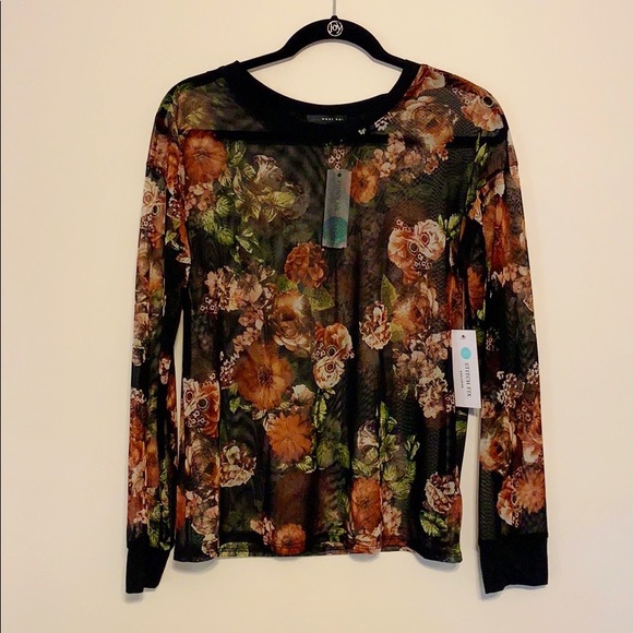 NEVER WORN floral mesh long sleeve - Picture 1 of 4